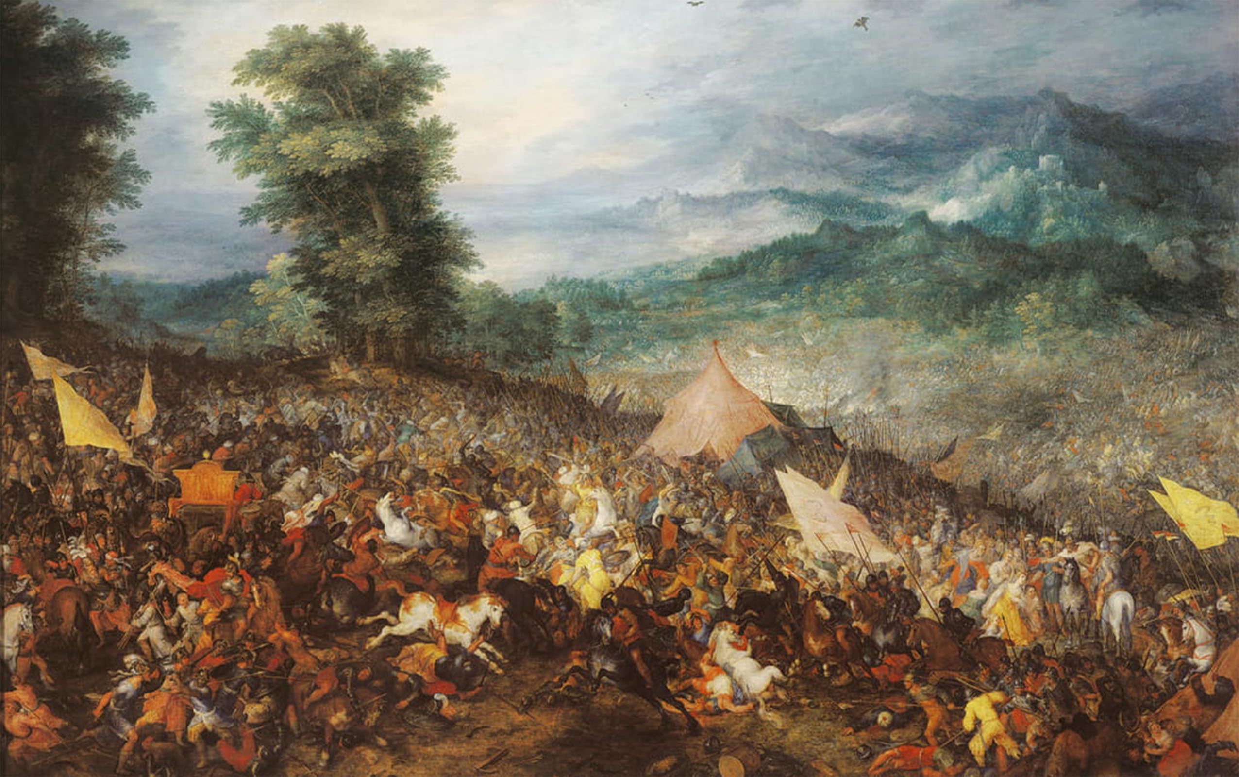 ARTXLXXBN Famous Prints Artwork Pictures Poster Painting Art the Battle of Gaugamela by Jan the Elder Brueghel Artwork Landscape Pictures for Home Decor 60x90cm