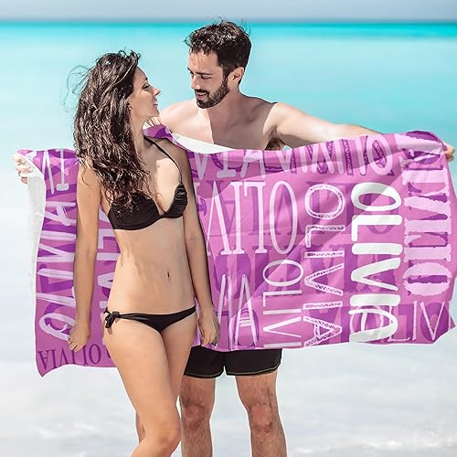 Miniatura 2 de Puercha Toallas de playa personalizadas con nombre para niños y adultos, toallas de viaje personalizadas de microfibra para baño y piscina