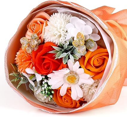 Amazon ソープフラワー 花束 造花 香り 母 彼女 友達 誕生日 プレゼント 記念日 卒業 就職 結婚 祝い ギフト メッセージカード 透明バッグ付き オレンジ 造花 オンライン通販 Amazon ソープフラワー 花束 造花 香り 母 彼女 友達 誕生日 プレゼント 記念日 卒業 就職 結婚 祝い ギフト メッセージカード 透明バッグ付き オレンジ 造花 オンライン通販