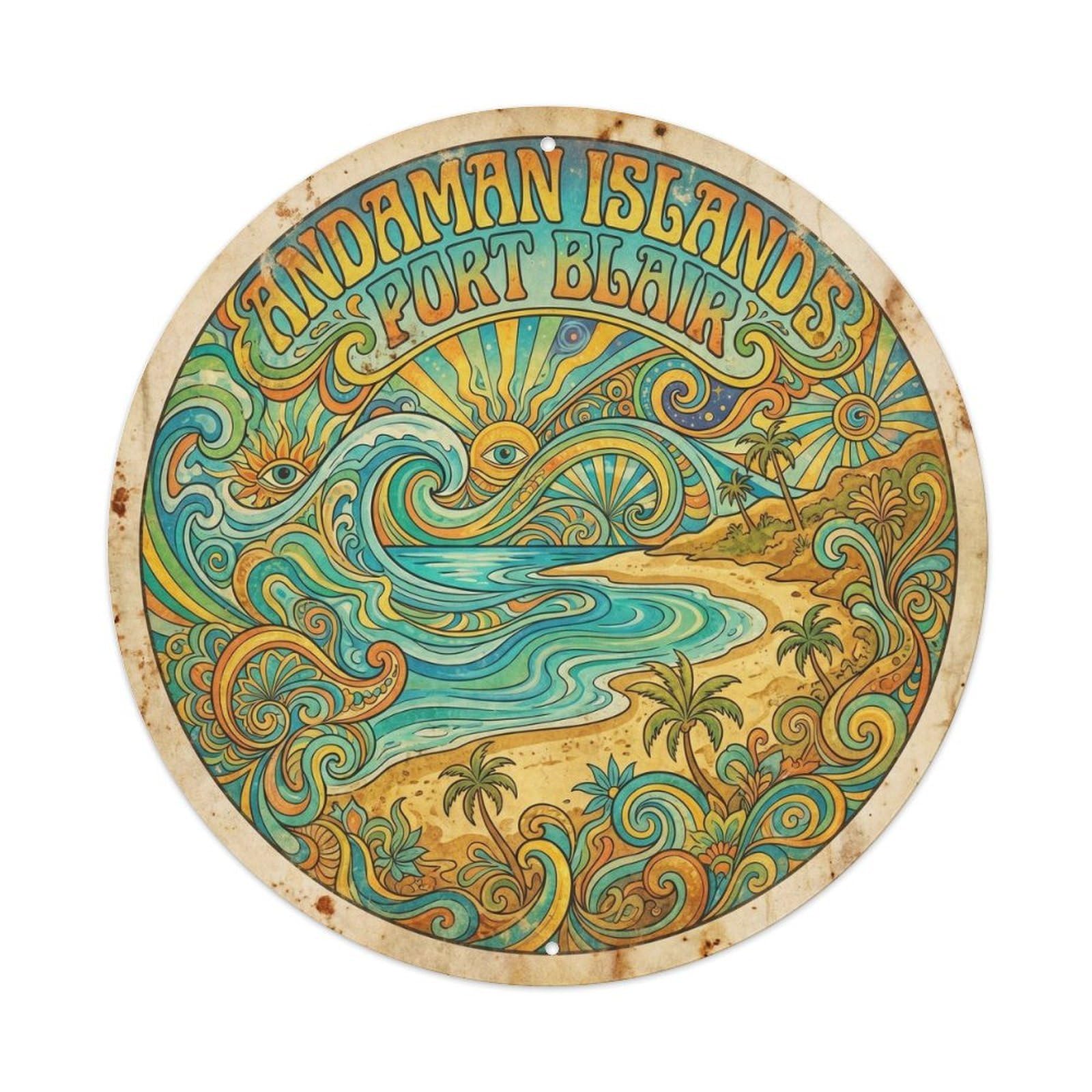 Olhnbad 08X08inch Style Andaman Islands Port Blair Coral Coast Graphic Color Metal Tin Sign