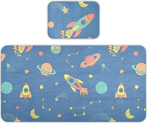 Rocket Moon Earth Star - Protector de colchón para cuna, protector de colchón refrigerante para cuna, funda de almohadilla de seda de hielo y