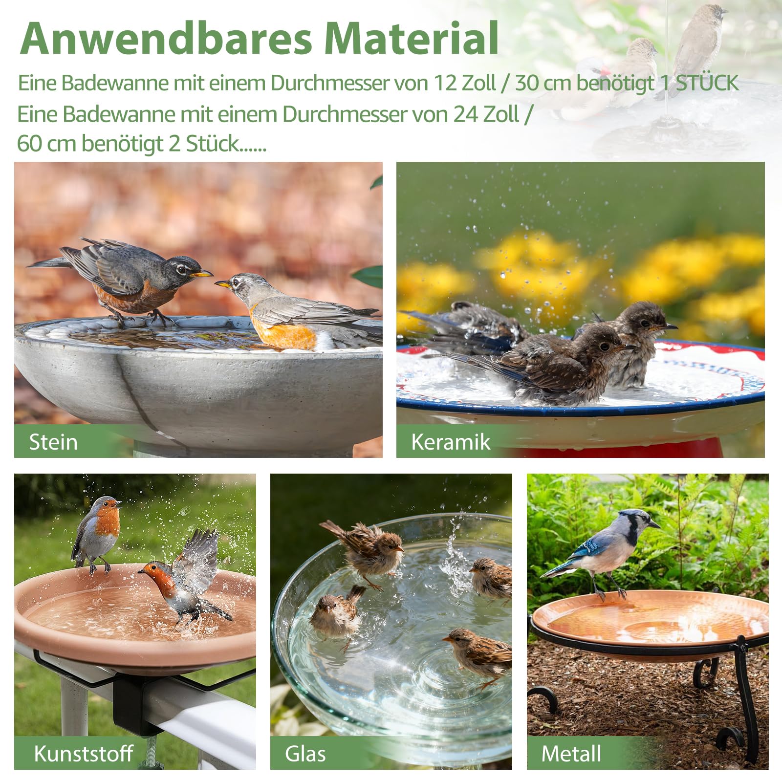 3 Stück Vogeltränke Kupferscheiben, 99,9% Reinkupfer gegen Algen, Sauberes Wasser, Vogeltränken Reiniger Kupferplatte für Vogelbad Brunnen Gartenteiche Landschaftsteiche