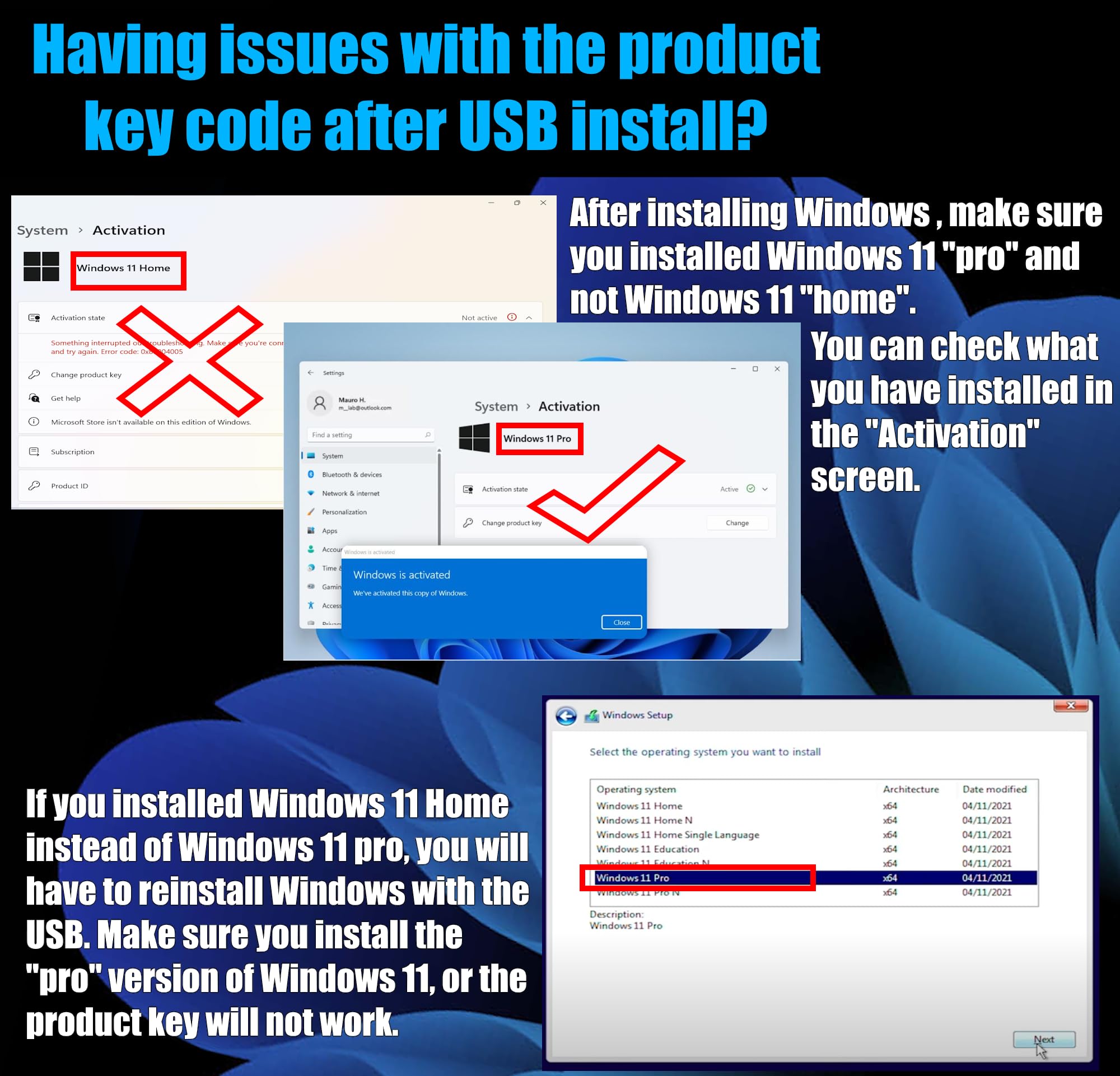 TECH USB Compatible with Windows 11 professional 64 Bit USB With Key. Factory Fresh, Recover, Repair and Restore. Key Included and USB Install. Fix Desktop & Laptop. Free 24/7 Technical Support.