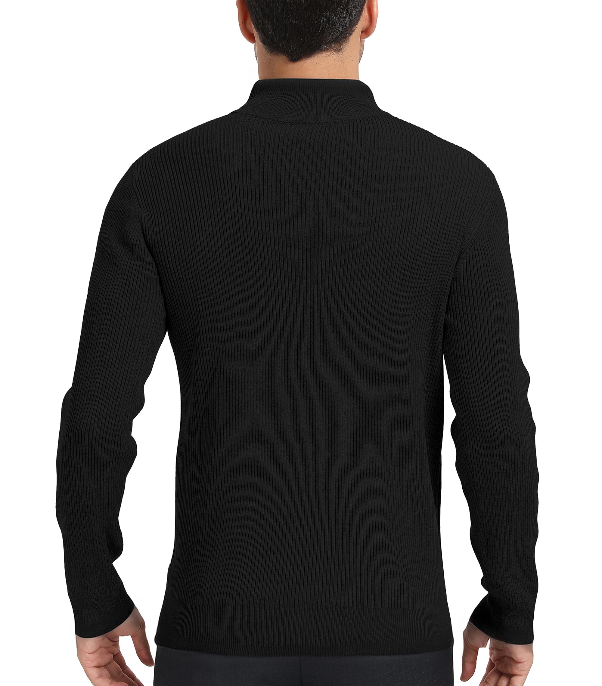 Jersey Hombre Invierno Cuello Alto con Cremallera Suéter Punto Manga Larga Cálido Trabajo Pullover