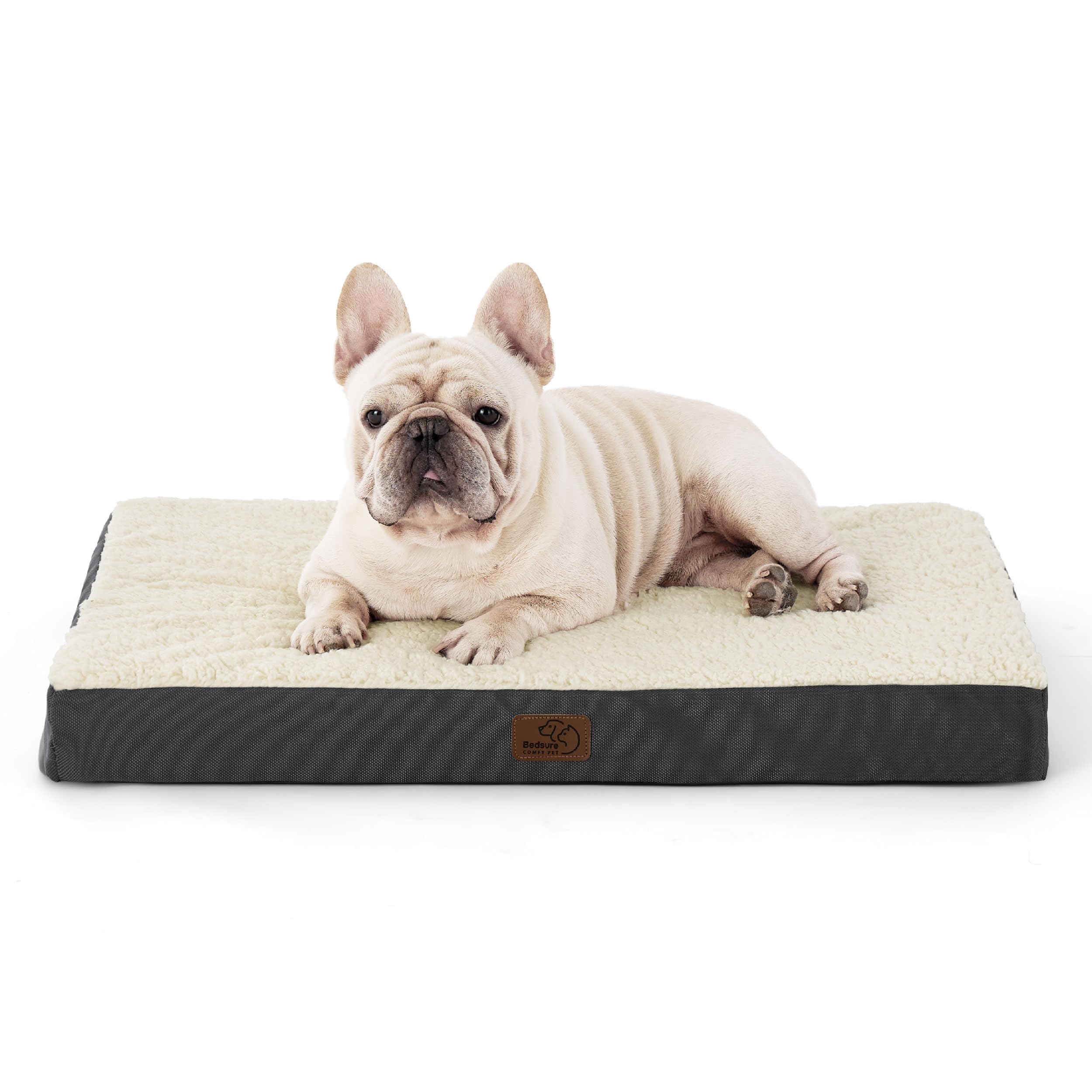 Bedsure Dog Bed Medium Size Dog - Comfy Flat Puppy Beds with Removable Washable Cover, Orthopedic Egg Crate Foam Pet Mat, Suitable for Pet Up to 30 lbs