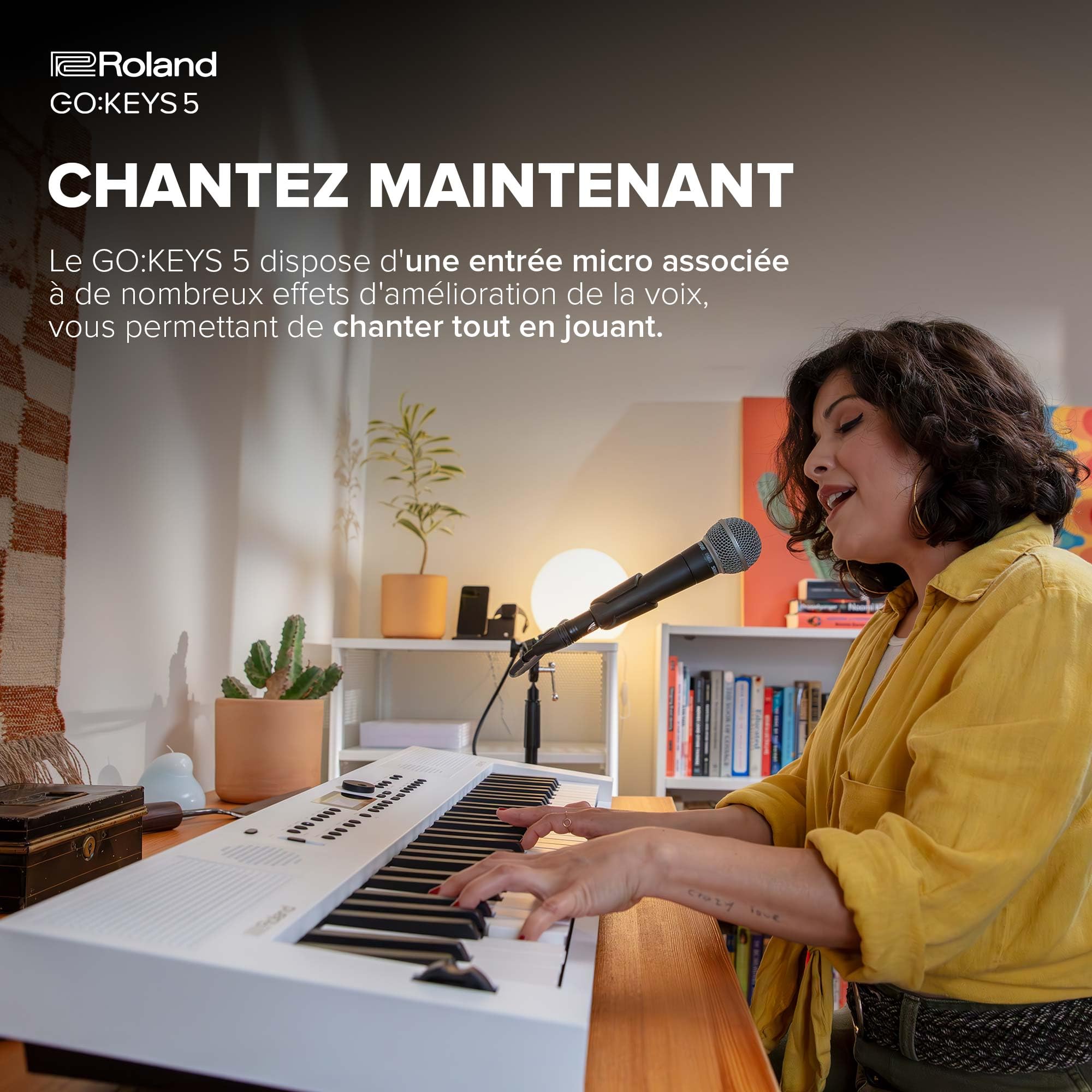 Clavier de création musicale GO:KEYS 5 Roland | Clavier à 61 touches | Générateur ZEN-Core avec plus de 1000 sons intégrés | Haut-parleurs stéréo | Entrée micro – Blanc