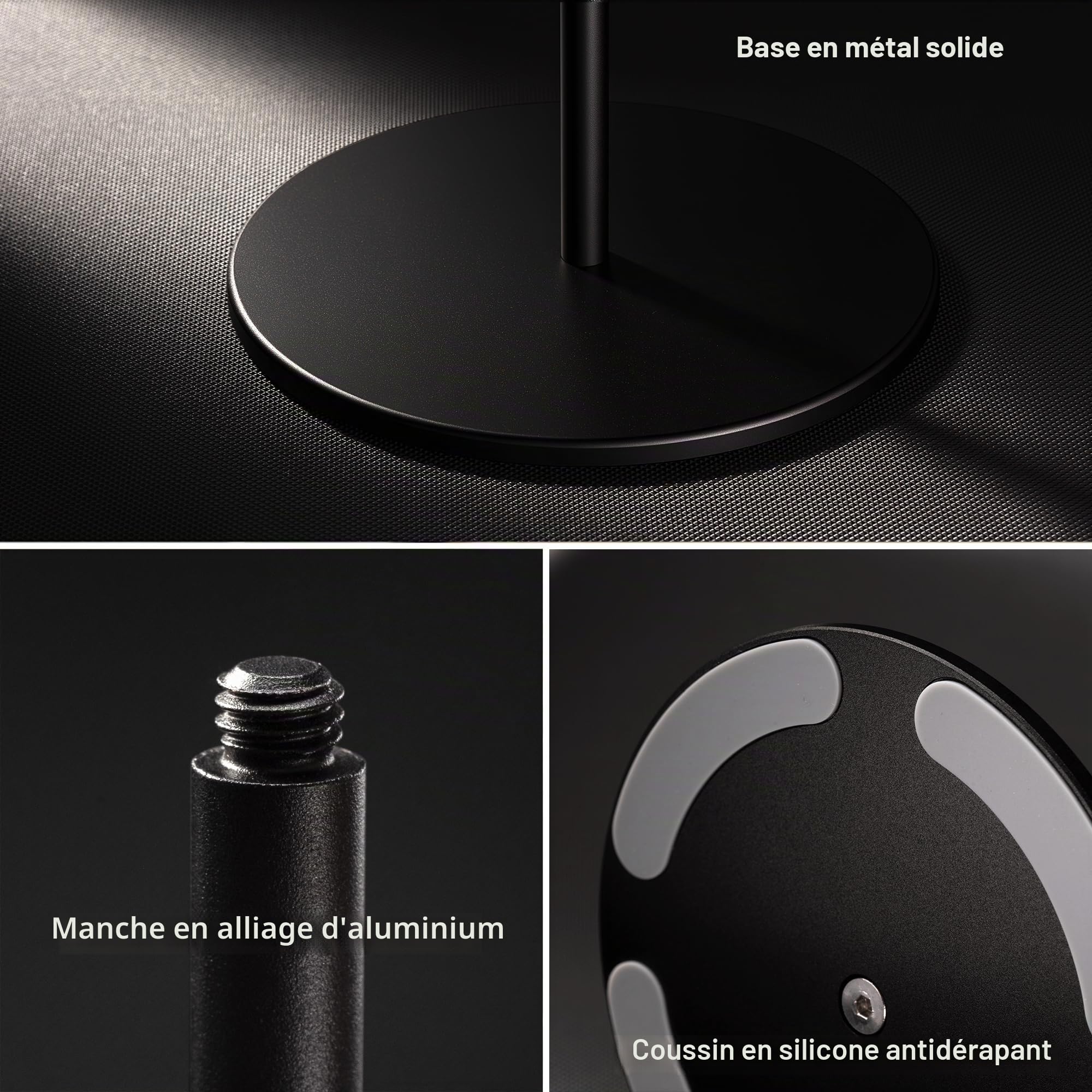 Support Casque, Support des Écouteurs en Noyer et Aluminium, Porte de Casque de Jeu avec Base Solide Lourde pour Toutes Les de Casques (Noir)