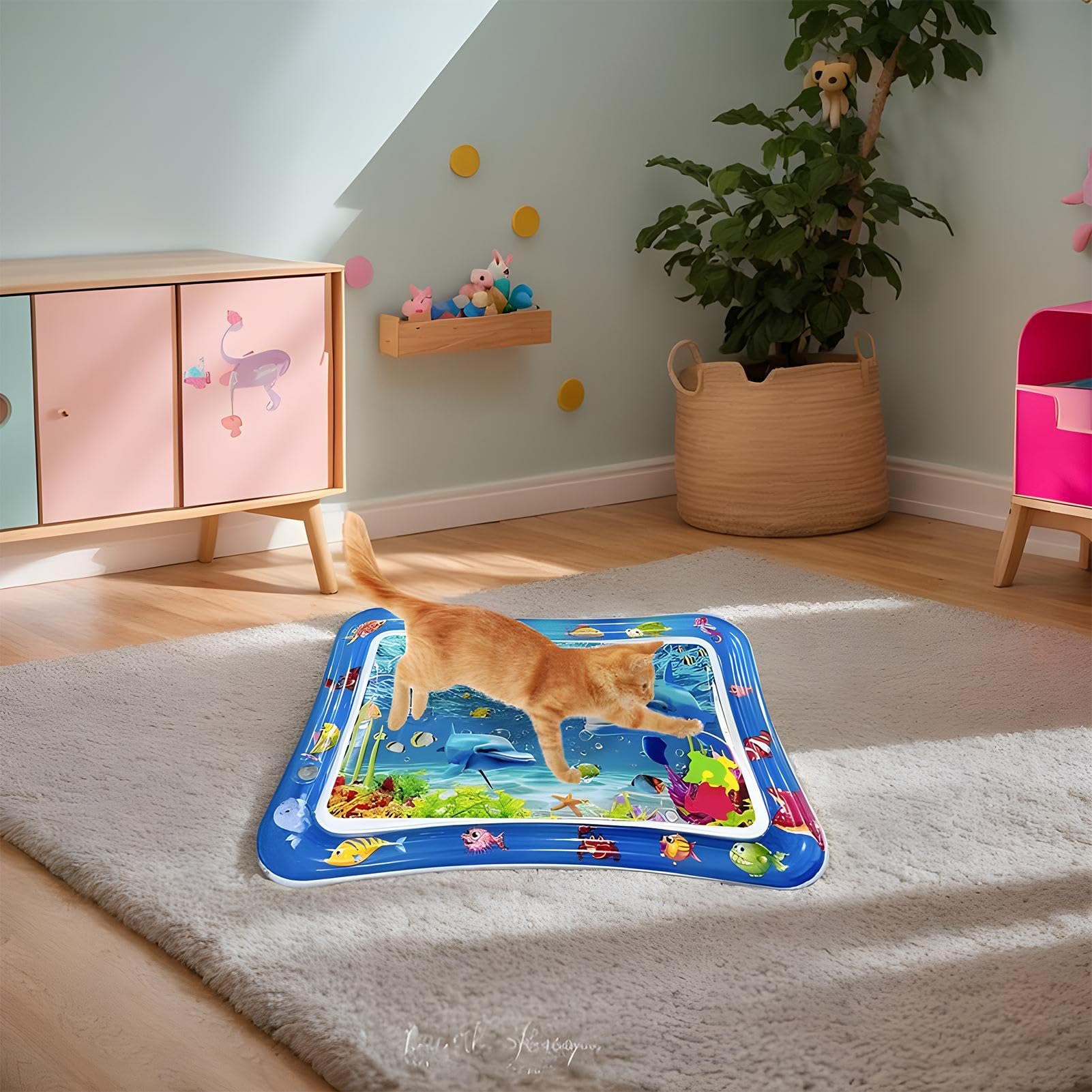 Katzenwasserbett - Sensorische Wasserspielmatte Für Katzen | Kratzfeste Kühlende Spielzeug Aqua Pool Für Sommer Kätzchen Spaß