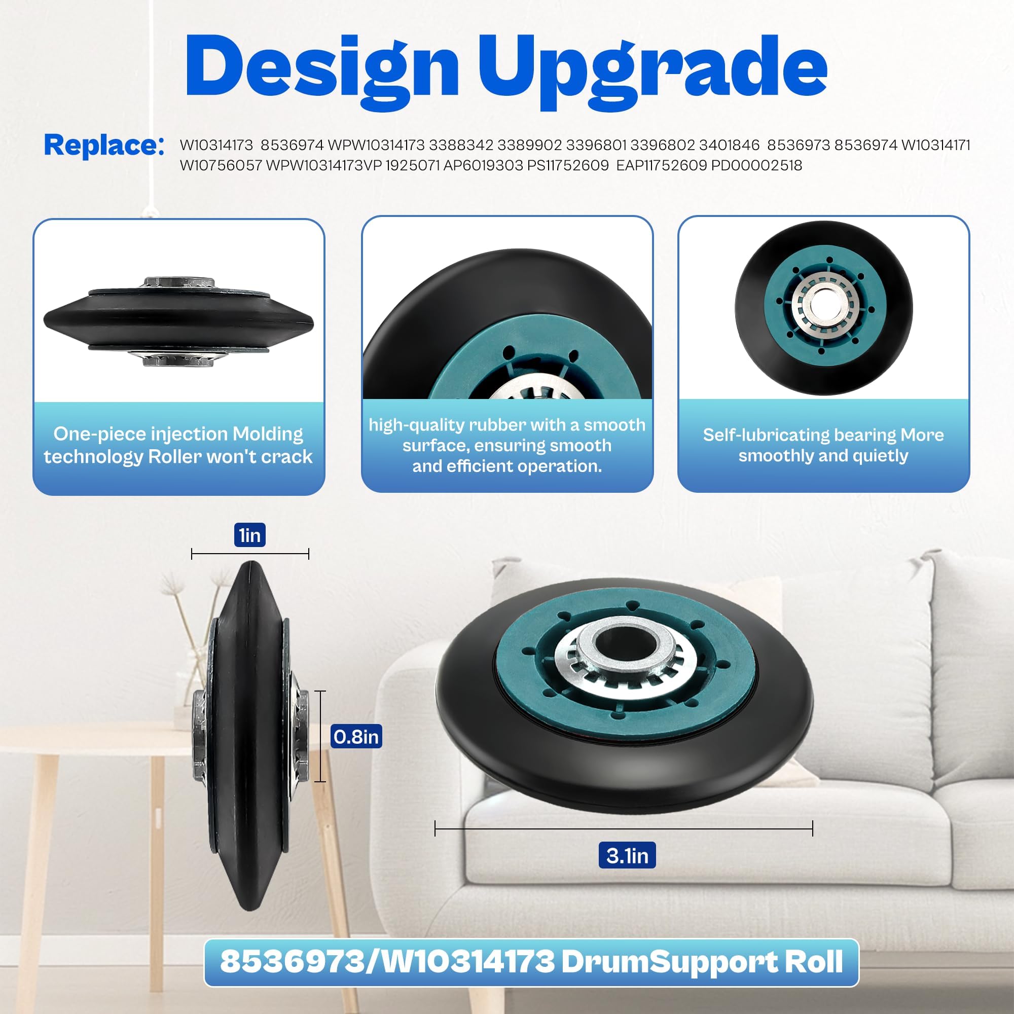 【Actualizado】W10837240 y 4392067 Kit de reparación de secadora para Whirlpool Mayt-ag Kenmore KitchenAid-Cabrio Piezas de secadora Duet Piezas de secadora Bravos XL Piezas de secadora Elite Kit de
