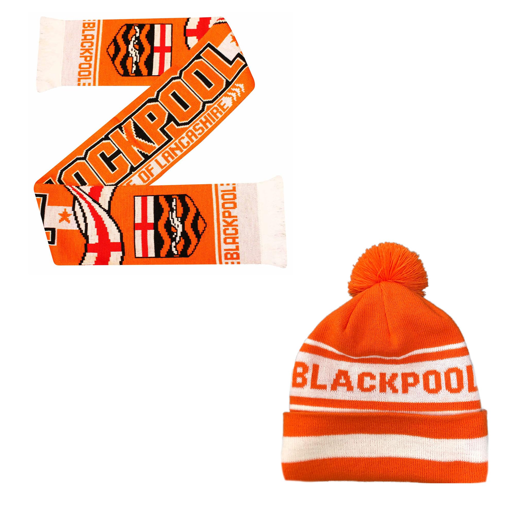 Beyond Happy Blackpool Hat and Scarf Set - Ultimate Seasiders Football Hat & Scarf for Comfort and Warmth