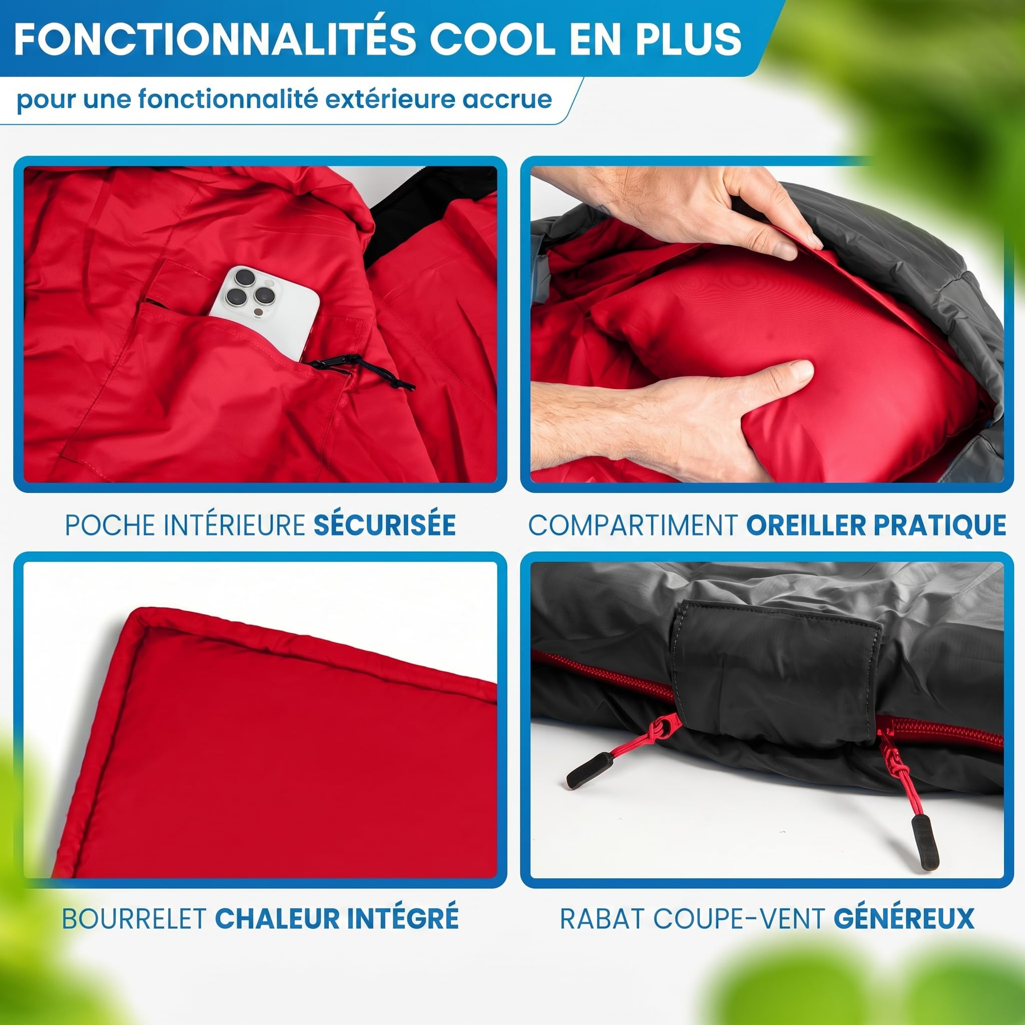 NORDMUT® Sac de Couchage Double XXL avec Fermeture éclair YKK à Double Sens Premium – Sac de Couchage Douillet 2 Personnes Extra Large & Grand – avec Isolation optimale