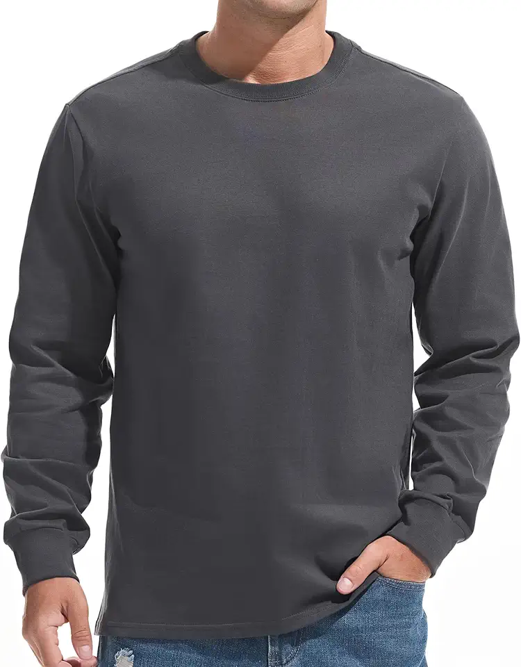 VEIISAR Men's Heavy Weight Crew Neck T-Shirt Mens Premium Cotton Tee - Pre Shrunk S-3XL