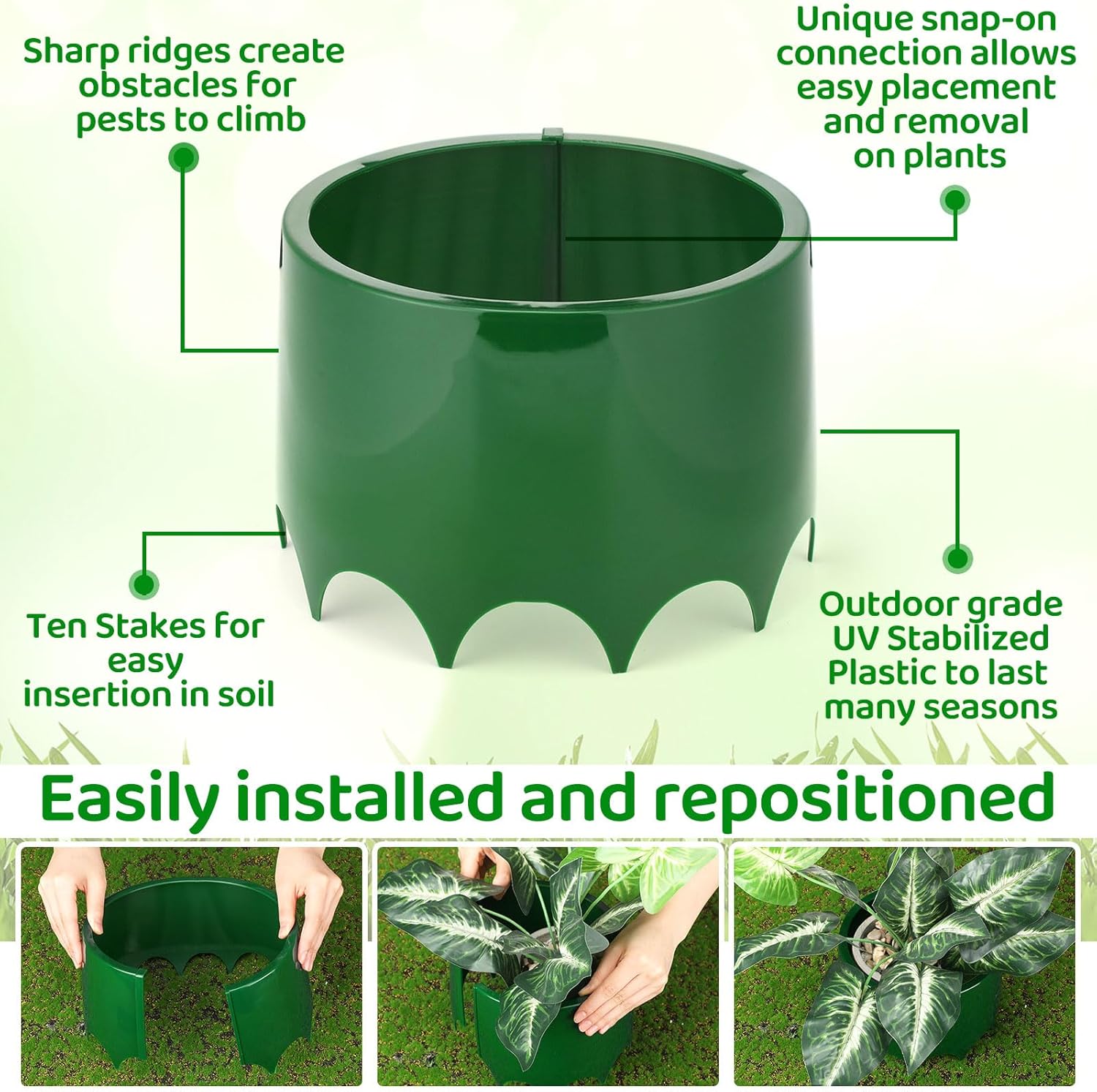 6 Pcs Grow Planting Rings 7 Inch Water Saver Irrigate Green Round Planting Rings Circular Landscape Edging Kit for Deep Watering Veggies Herbs Flowers Trees and Garden Plants