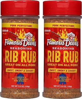 Famous Dave's Rib Rub Seasoning 2-Pack 11 oz Jars - Award-Winning BBQ Rub for Smoky Sweet Ribs & Grills