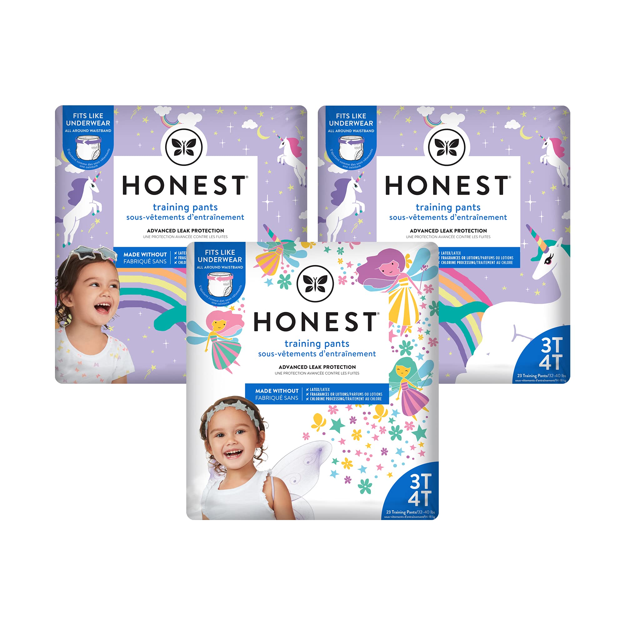 The Honest Company Training Pants | Club Box | Unicorns & Fairies, 3t4t, 69ct, 69 Count