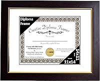 Vista 25 de Creative Picture Frames Marco de diploma de caoba de 7 x 9 pulgadas con borde dorado, incluye caballete de vidrio negro y ganchos de pared