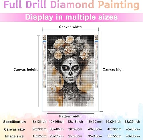 Miniatura 3 de Noche Pintura de diamantes de calavera de azúcar, divertida acuarela, arte de interacción, manualidades, pintura digital para adultos, adecuada para