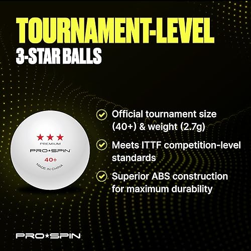 Miniatura 3 de PRO SPIN Elite Series Ping Pong Balls - Premium White 3-Star Table Tennis Balls  Tournament-Level 40+ ABS  Perfect Sphere for Perfect Spin  Superior