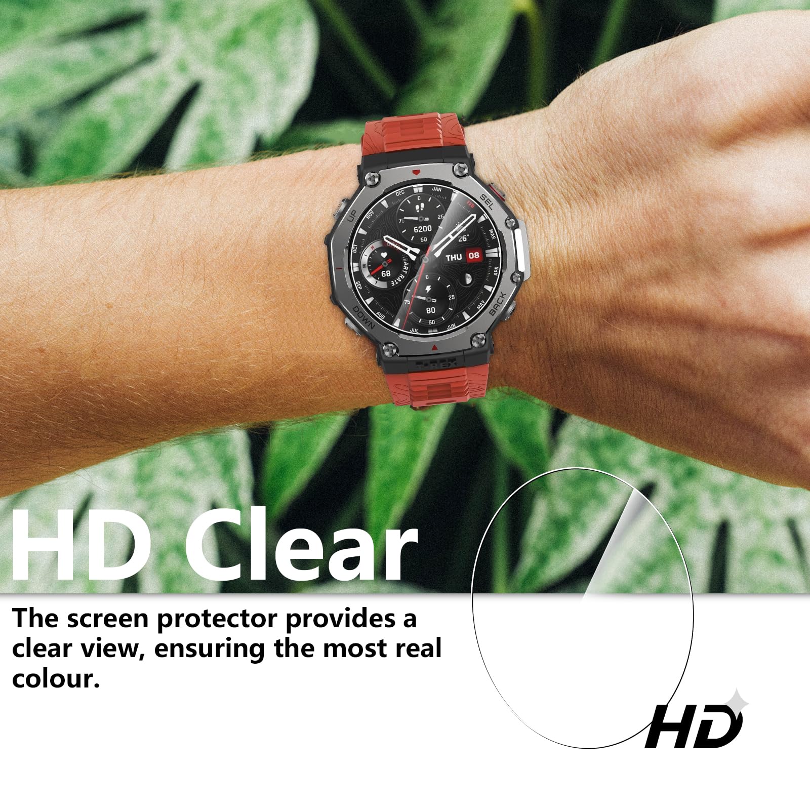 Película protetora de vidro duro para smartwatch, capa protetora de tela para amazfit t-rex 3/trex3 pro, acessórios de proteção para relógio inteligente  44