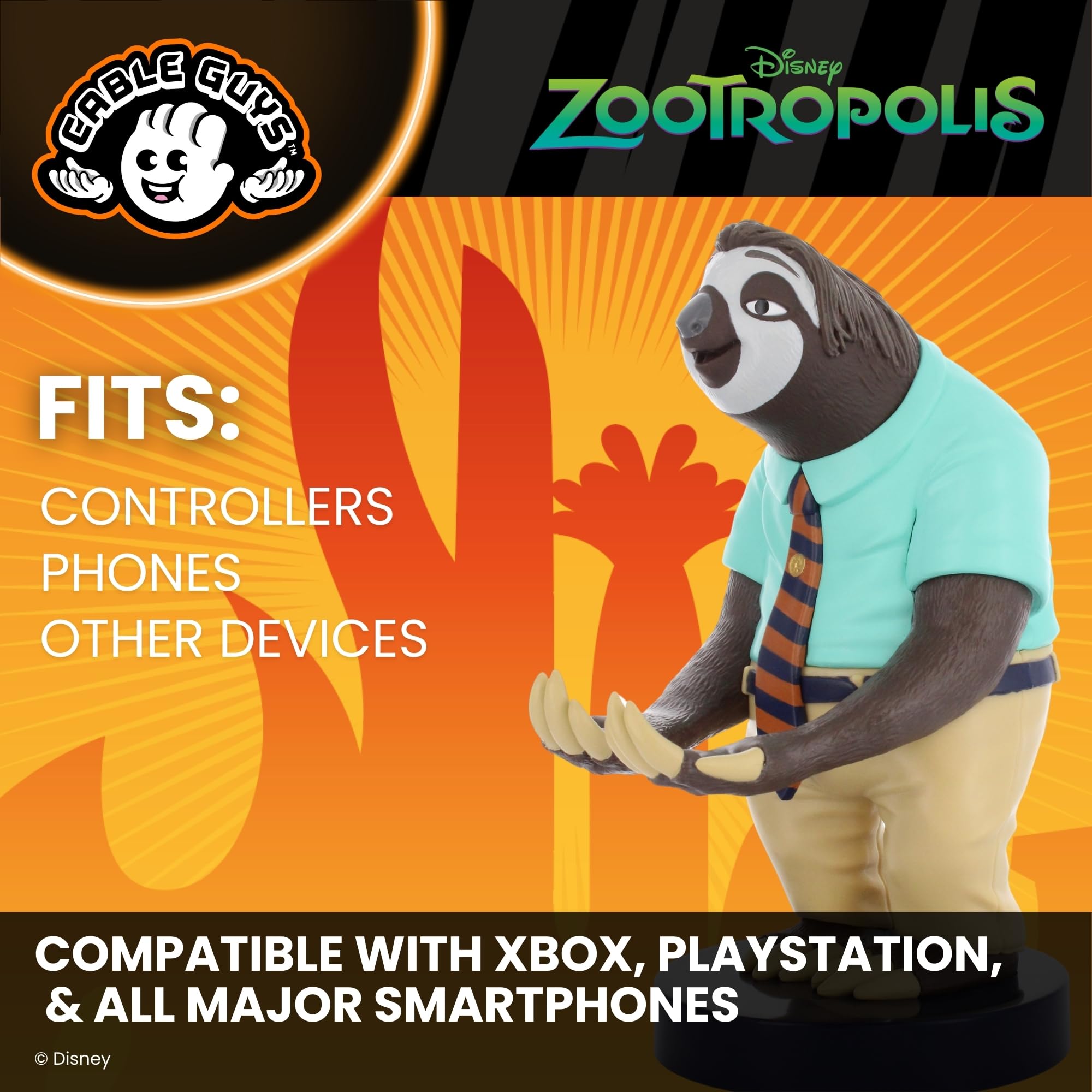 Cable Guys Zootropolis Flash the Sloth Controller Holder & Phone Stand - Gaming Accessories for Room and Desk Setup, Holder Compatible with Xbox, PlayStation & Most Standard Game Controllers - 5
