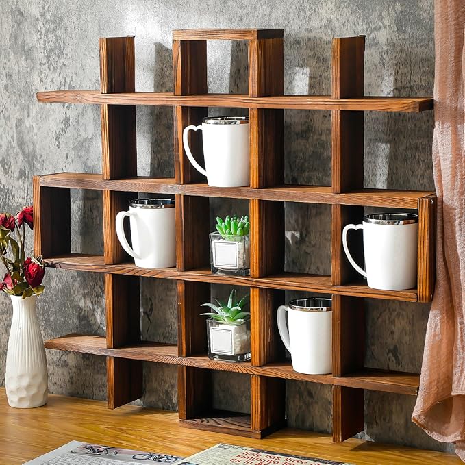 Amazon.com: Suzile Oversize Coffee Mug Display Rack Wooden Display ...