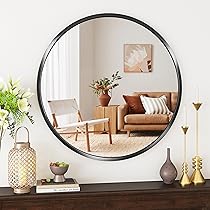 SDXYSTCE Specchio rotondo da parete, 80 cm, con cornice in lega di alluminio, per bagno, soggiorno, camera da letto, corridoio, nero