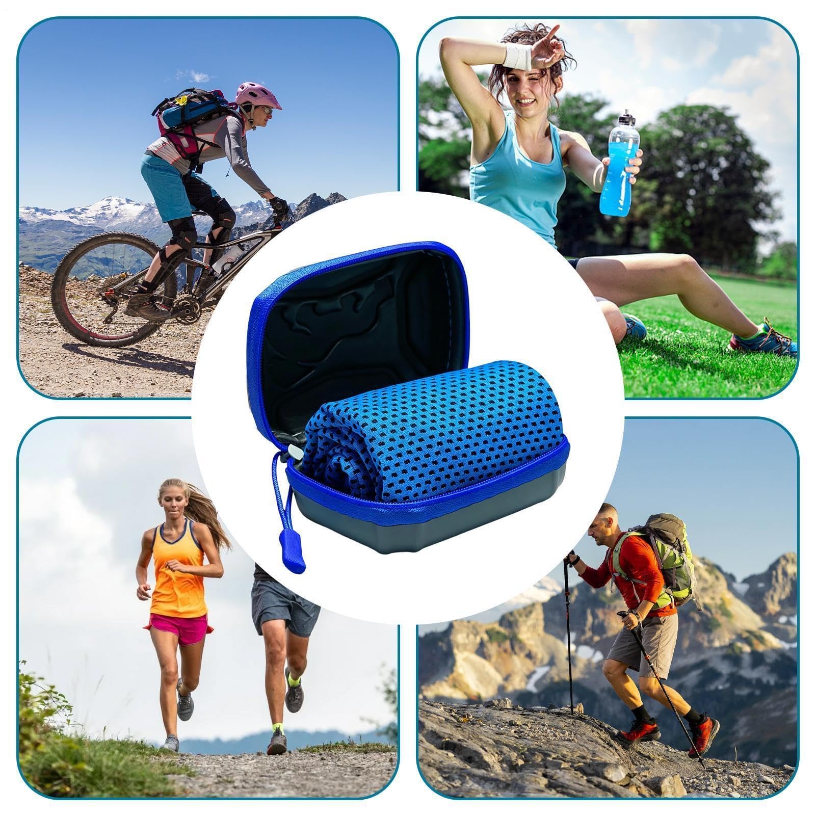 Asciugamani rinfrescanti con scatola portaoggetti, morbidi asciugamani freddi da donna per golf, yoga, nuoto, allenamento, campeggio, escursionismo, ciclismo, palestra e fitness