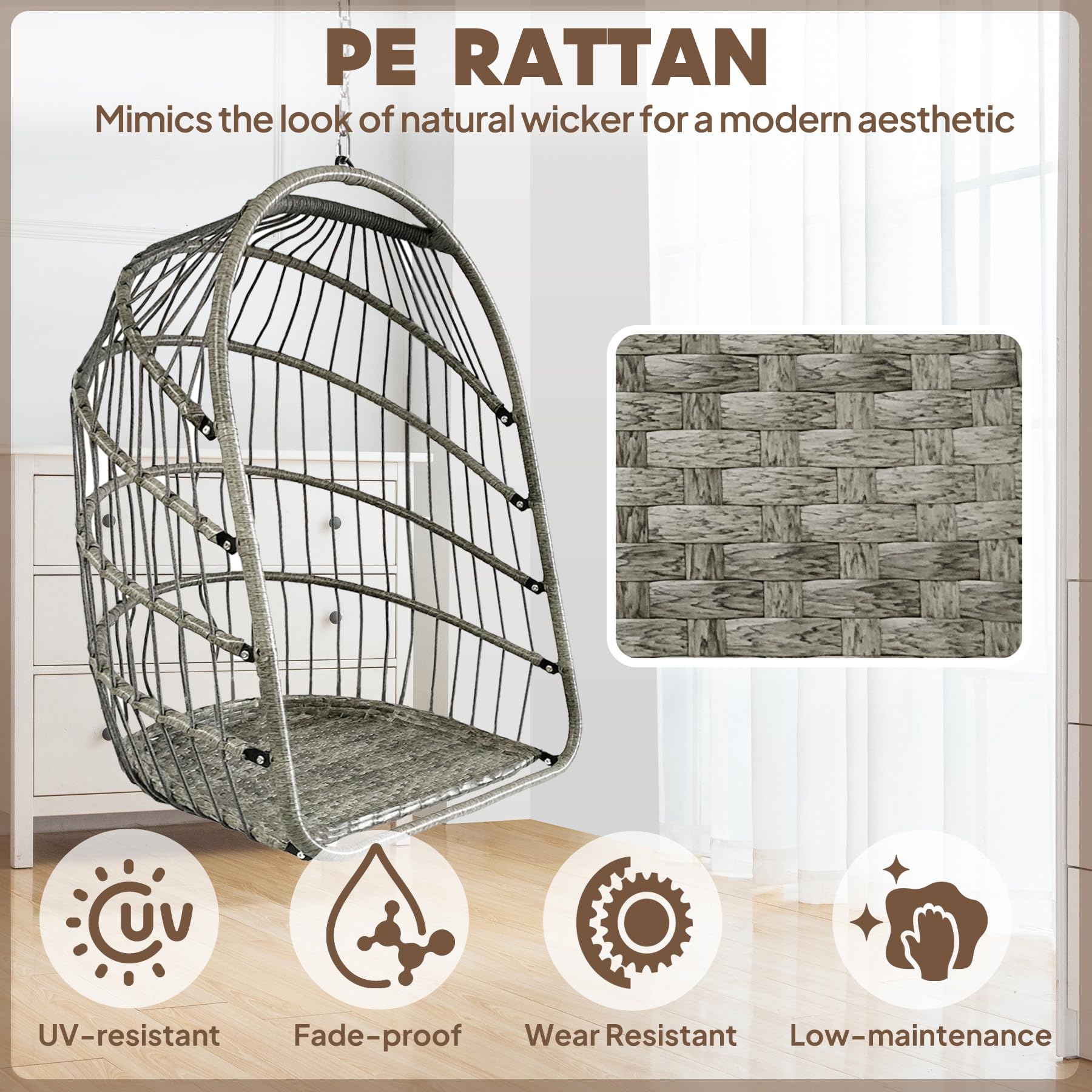 Amazon.com: Chihee Egg Chair Foldable Wicker Rattan Hanging Swing