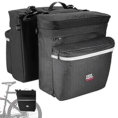 KEMIMOTO Bike Bag Panniers with Rain Cover, 34L Waterproof Bicycle Saddle Bag for Rear Rack Mountain Biking Bags Storage, Ebike Accessories for Commuter Grocery Shopping Travel Carrier, Black