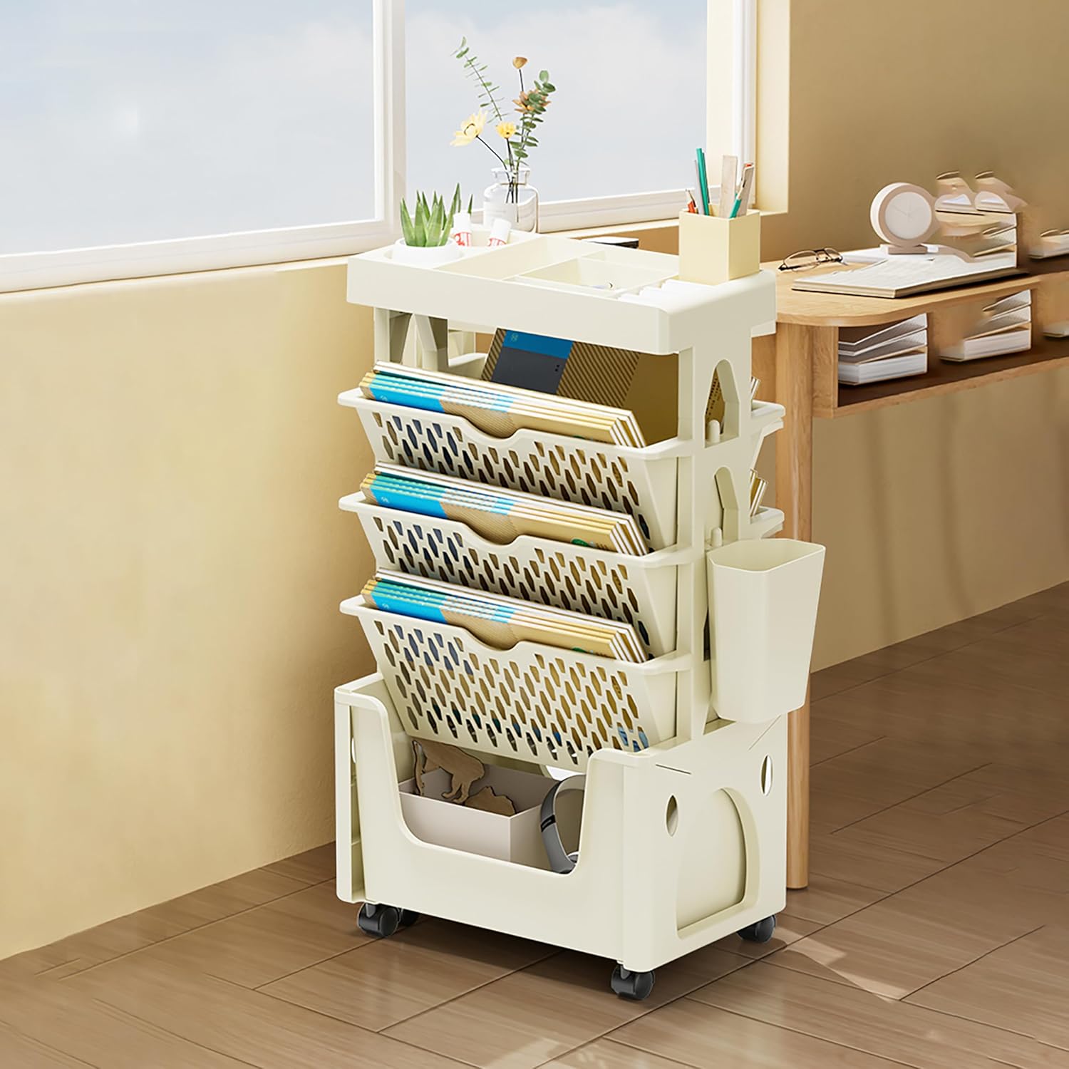 5 Tier Book Rack Storage Bookshelf, Removable Movable