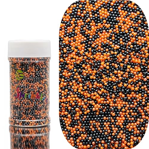 SE Si&Moos Gránulos negros y naranjas de color naranja y negro, decoraciones de galletas de Navidad, perlas negras y naranjas, mini perlas