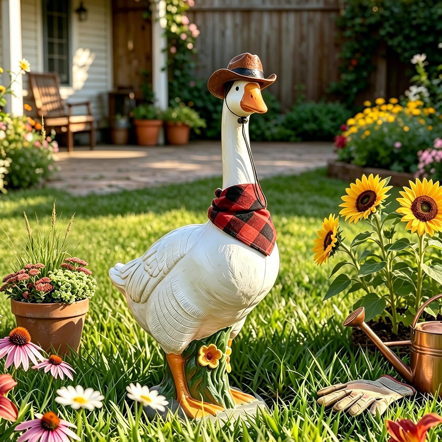 vrfvsdasAAS Statue of a Goose, 13in Realistic Large Porch Goose Statue, Adjustable Hollow Figurine(1pc)