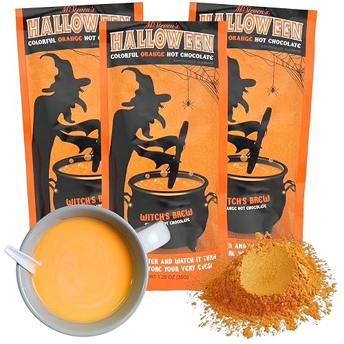 Witches Brew - Paquetes de chocolate caliente de naranja, empaquetados individualmente, mezcla de cacao en polvo de Halloween, 1.25 onzas, (paquete