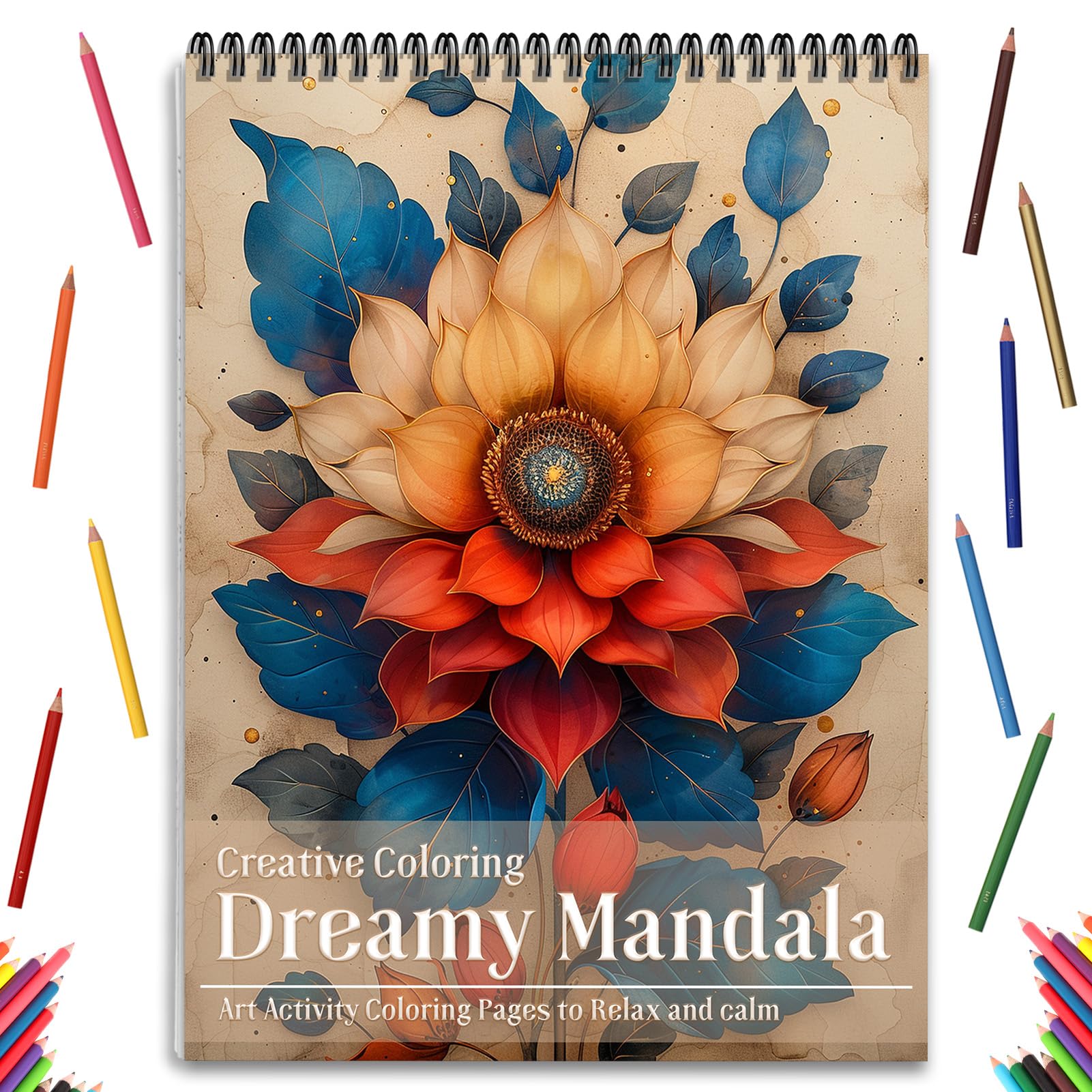ADEVIAN Mandala and Nature Coloring Books for Adult Women Relaxation Spiral Bound Page Printed Single-Sided Gifts Arts and Crafts for Women to Relax, Anxiety and Depression 24 Colorful Coloring Pages