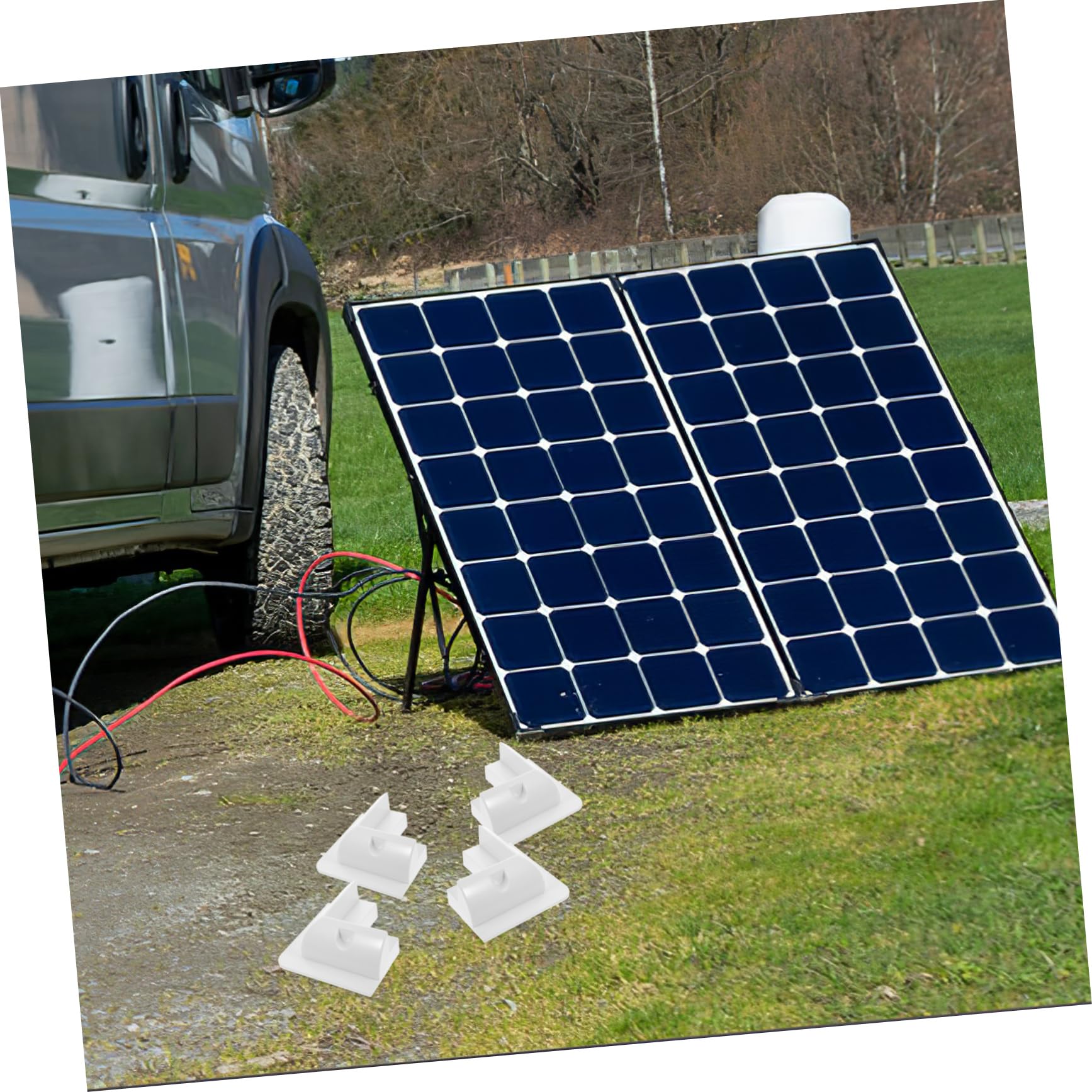 1juego Soporte Para Panel Solar Rv Soporte De Instalación De Montaje Sin Perforación Estructura De Aireación Para Autocaravanas y Tejados