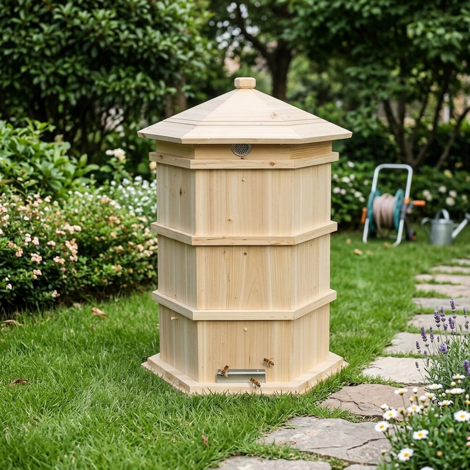 Cassetta per arnia in legno a strati stile pagoda, legno per apicoltura | Legno di abete rivestito di cera, facile raccolta del miele, apicoltura da giardino