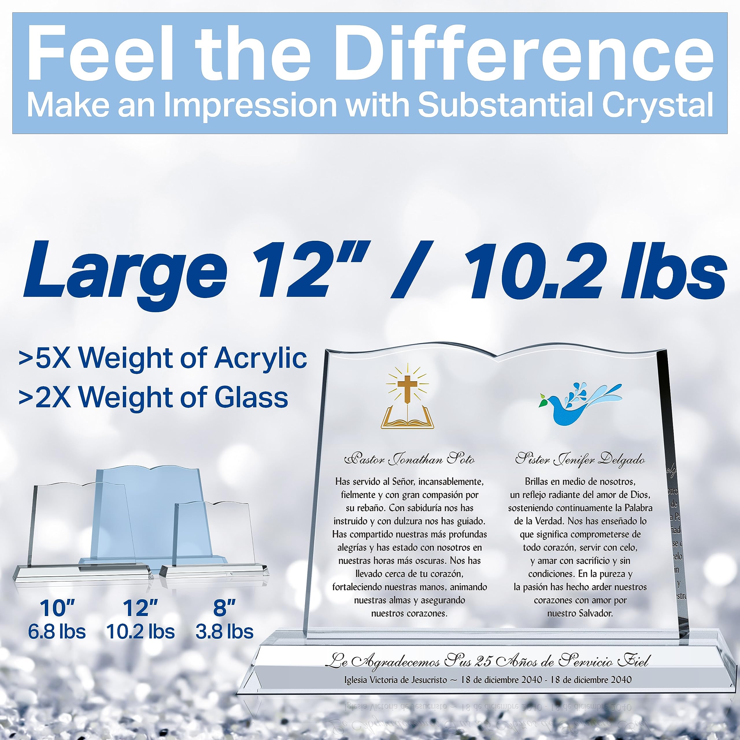 Placa de agradecimiento personalizada para el pastor y su esposa, personalizada con los nombres, el nombre de la iglesia y un texto personalizado, un regalo único de agradecimiento