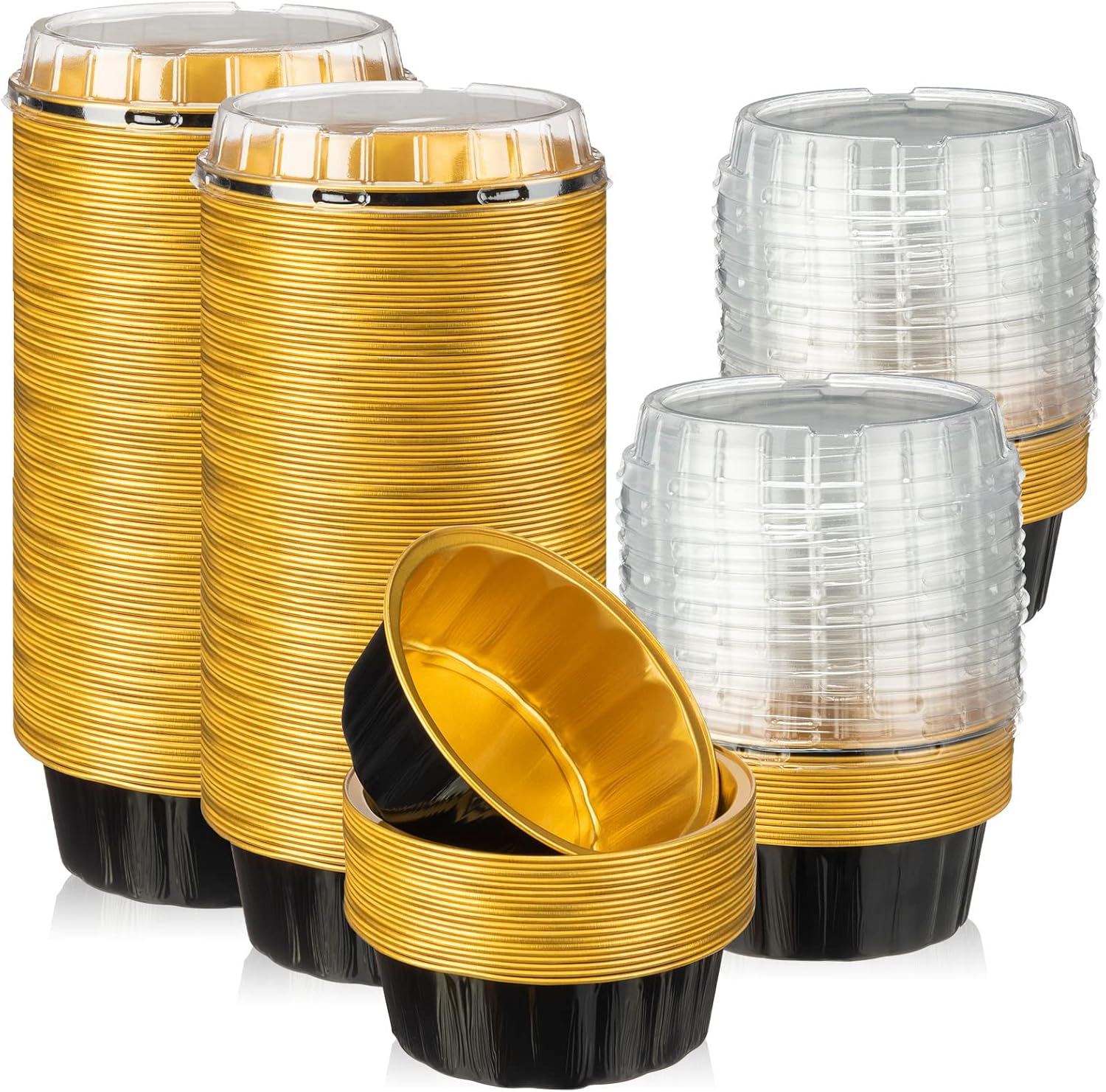Amazon.com: 100 Pcs Disposable Ramekins 8 oz Black Gold Aluminum Foil ...