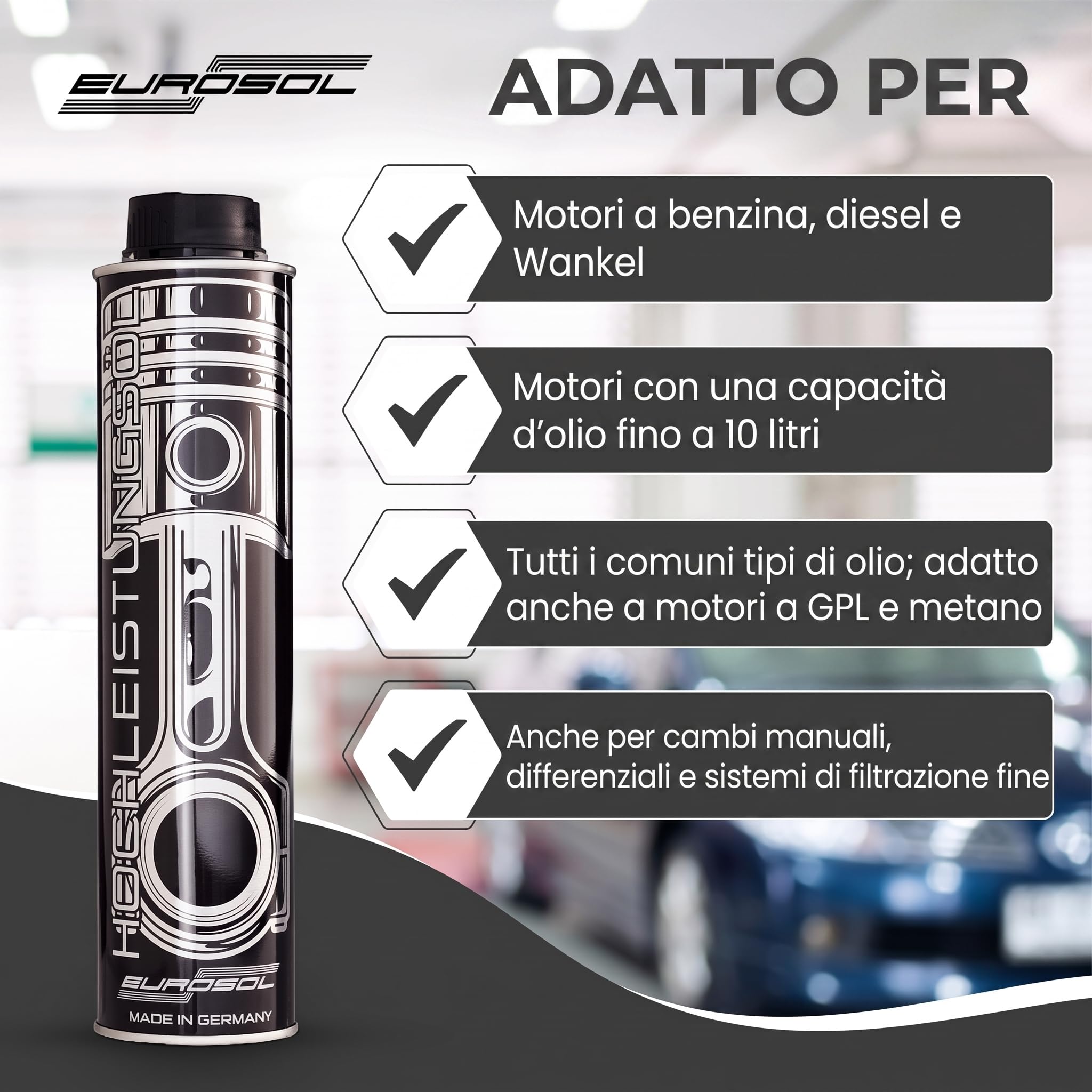 Additivo per Olio Motore 2 x 400 ml | Protezione antiusura | per punterie idrauliche | Motori Benzina e Diesel | Made in Germany