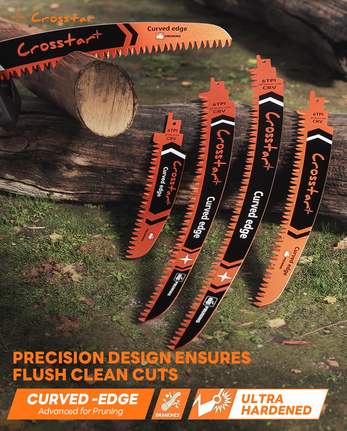 Crosstar Lame per seghetto alternativo con denti giapponesi da 30,5 cm, lame per potatura del legno 6TPI per tagliare alberi, tagliare rami, confezione da 3