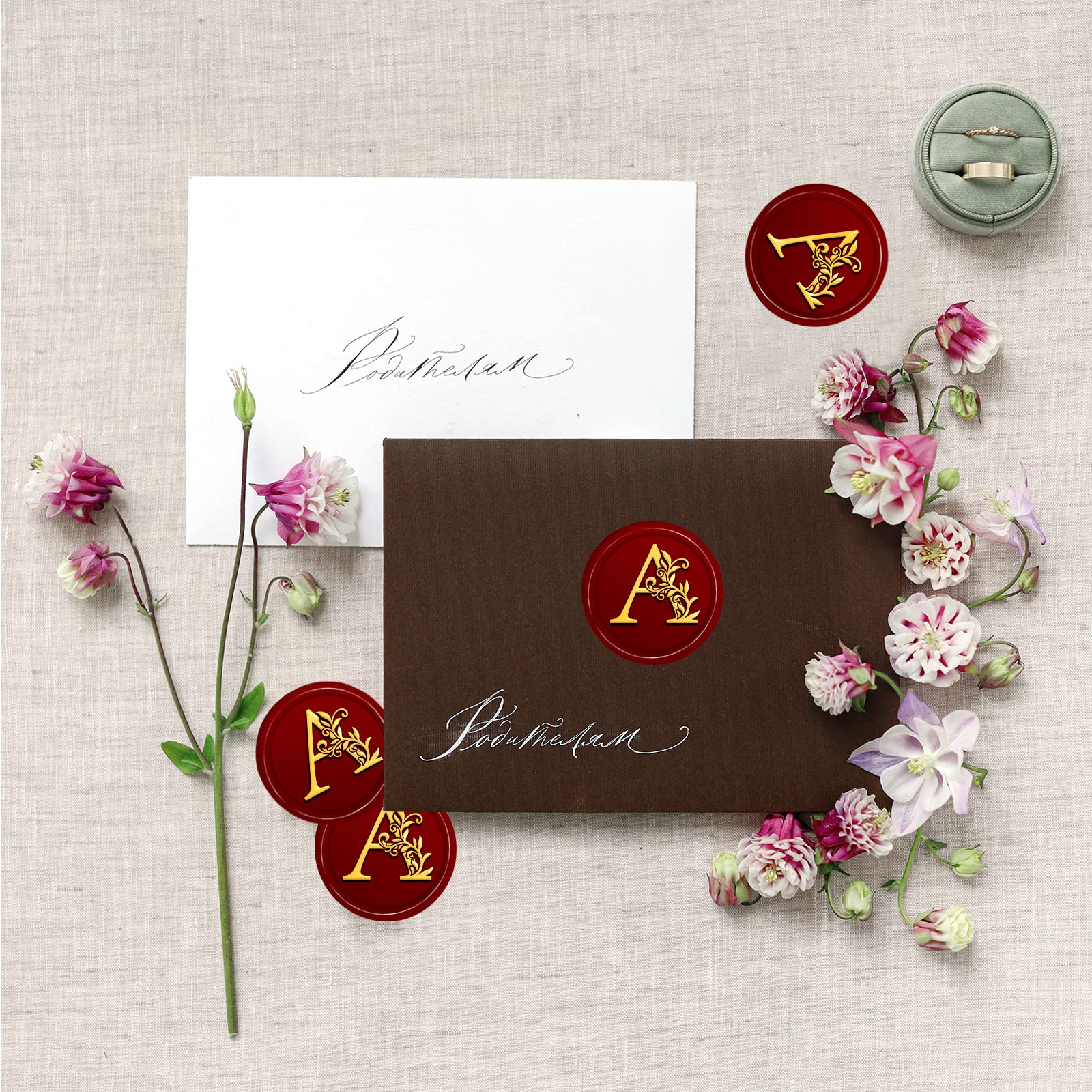 CRASPIRE Wax Seal Stamp Initials A Classic Vintage Sealing Stamp 30mm/1.18inch Removable Brass Head Sealing Stamp with Wooden Handle for Gift Invitations Greeting Cards Wrap - Image 3