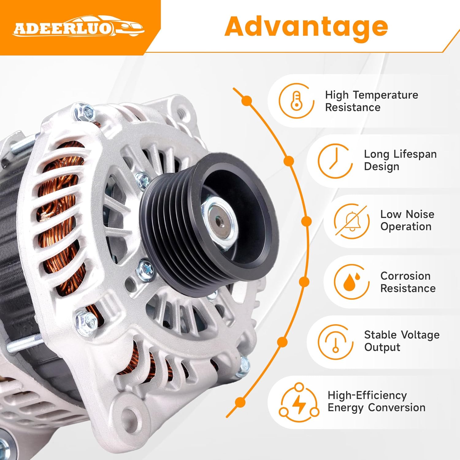 Alternator For/Nissan Altima 2007-2010, Maxima 2009-2010, Murano 2009-2014, Quest 2011-2017 V6 3.5L 12V 130Amp CW 7-Groove Pulley Upgraded High Output 23100-1AA1A A003TJ1791 11341N