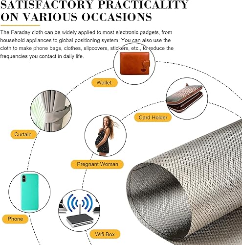 Miniatura 7 de Konohan Faraday - Tela de cobre de tela de cobre, bloqueador EMF, tela conductora de alta protección, manta de material conductor, escudos de