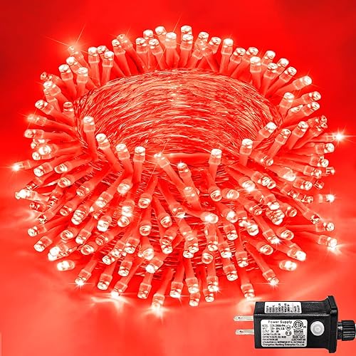 Miniatura 16 de 250 luces LED de Navidad de 82 pies, luces de Navidad blancas cálidas para exteriores, 8 modos, cable transparente, luces de hadas parpadeantes