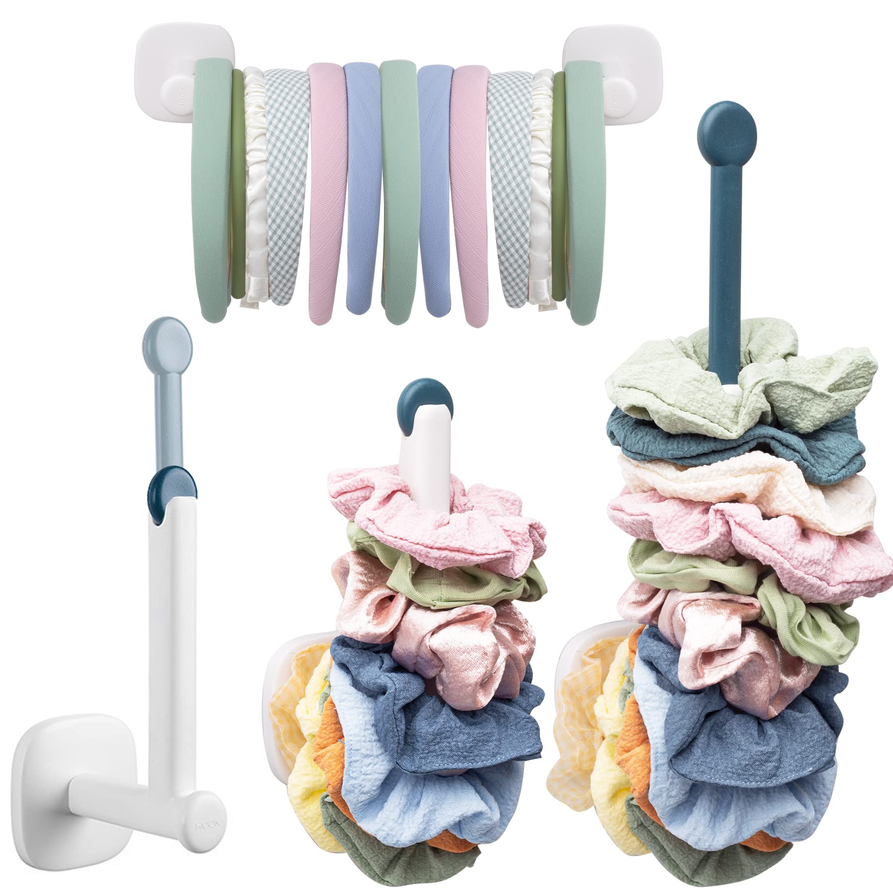 OHOH Scrunchie Holder Stand, Retractable Hair Ties and Headbands Rack, Adjustable Angle and Ranges from 5.9"-9.4" Hair Ring Storage Hooks Display Rack for Girls Women Family Shopping Mall