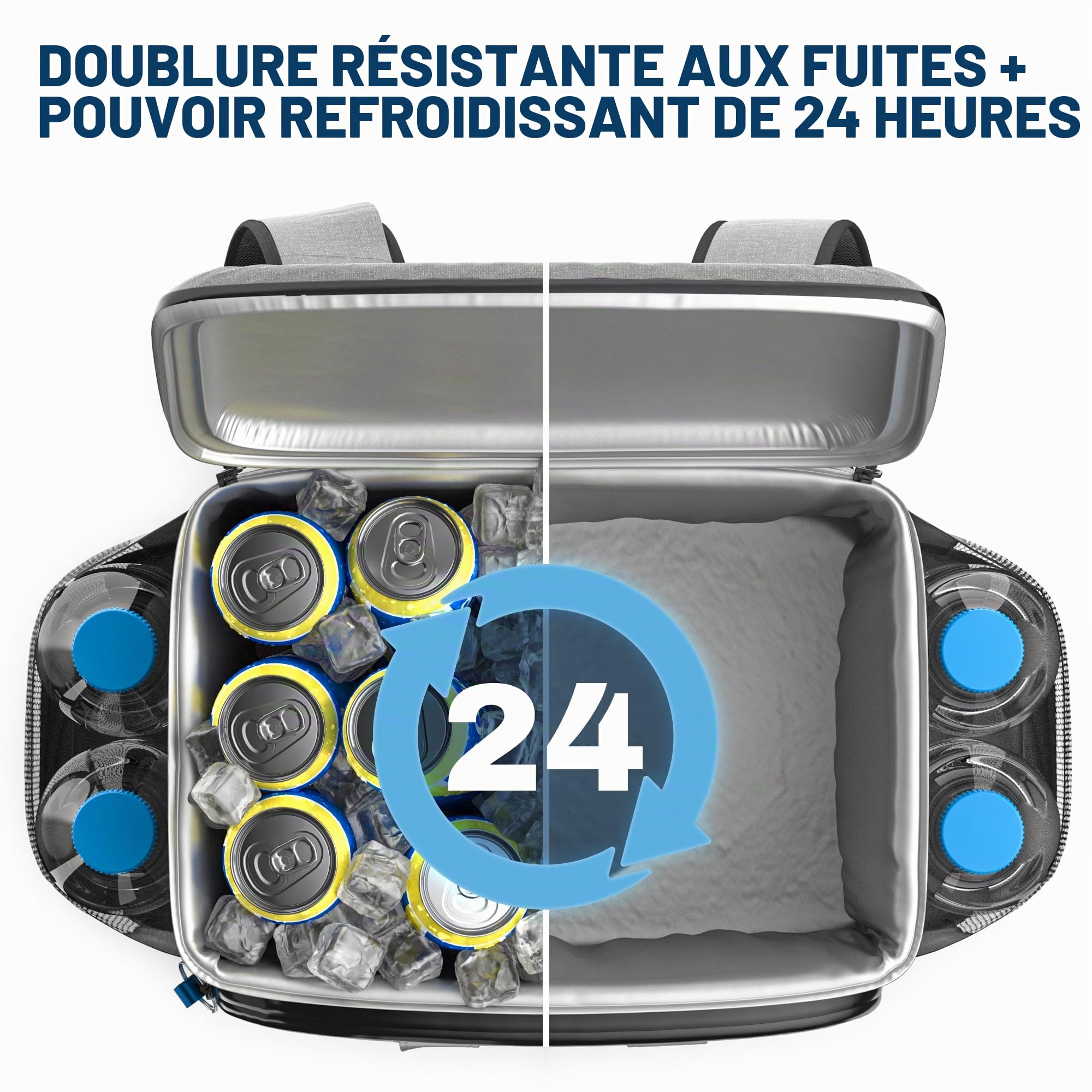 Everlasting Comfort Sac à Dos Isotherme idéal pour Les Excursions à la Plage ou Les randonnées, glacière Isotherme Ergonomique et hermétique, Sac de Pique-Nique avec Poches et Porte-Bouteilles