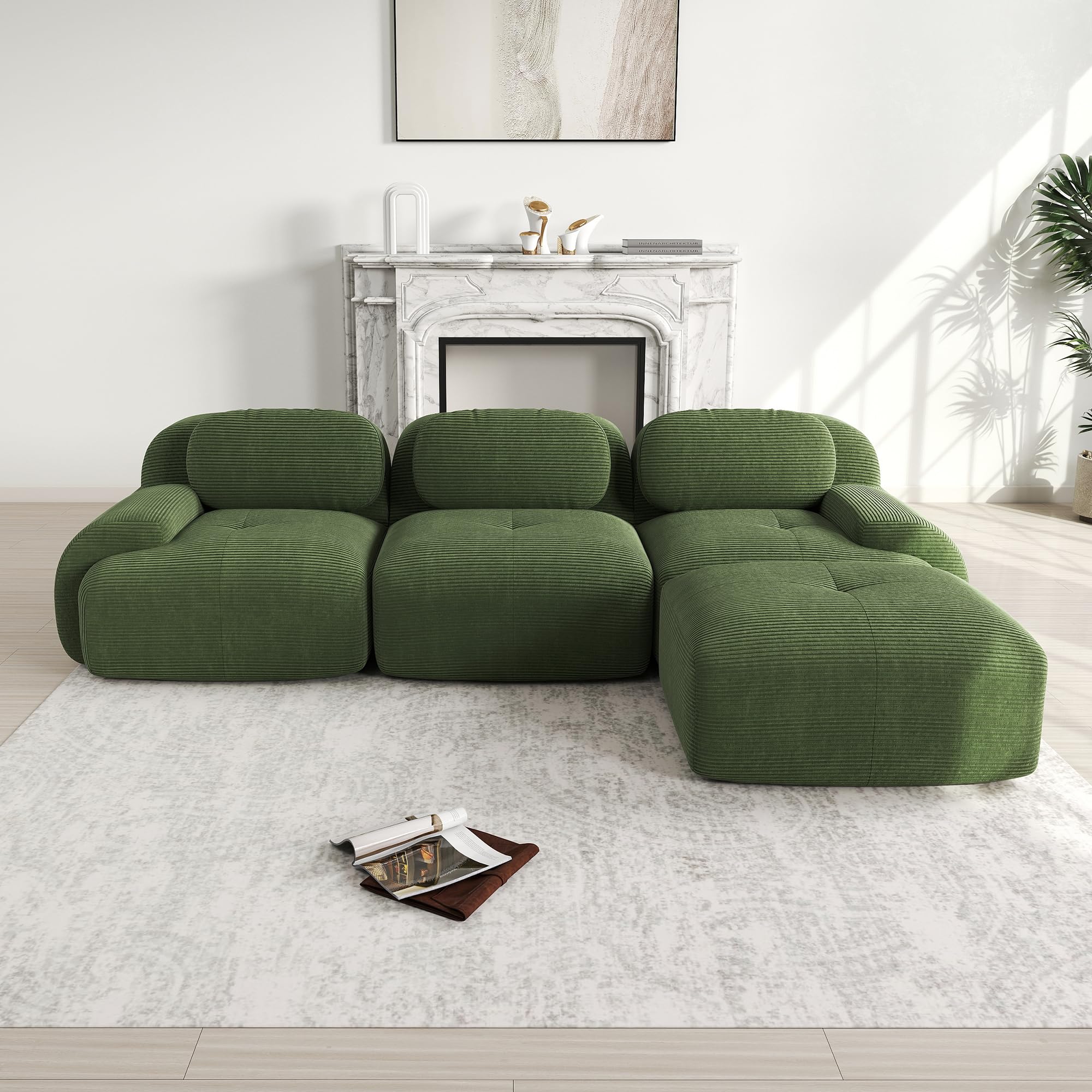 Bladez Moderne 3-zits corduroy sofa, modulaire slaapbank, zonder Bladez Moderne 3-zits corduroy sofa, modulaire slaapbank, zonder