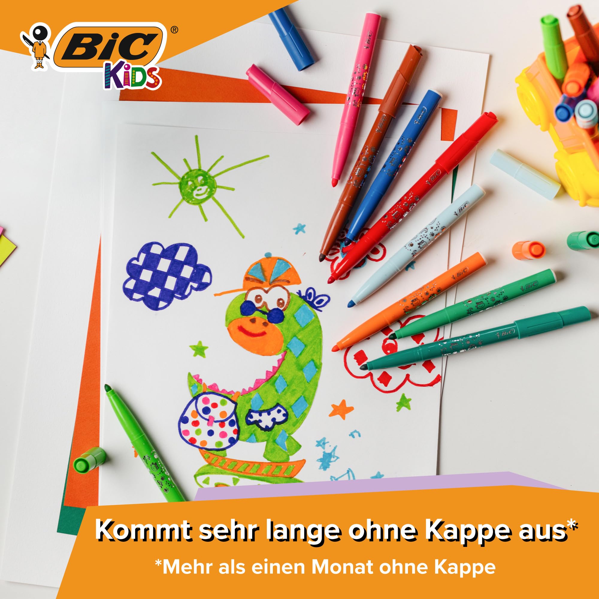 BIC Kids Filzstifte Set Visacolor XL, Fasermaler zum Malen in 12 Farben, 144 Stifte, auswaschbar, für Kinder ab 3