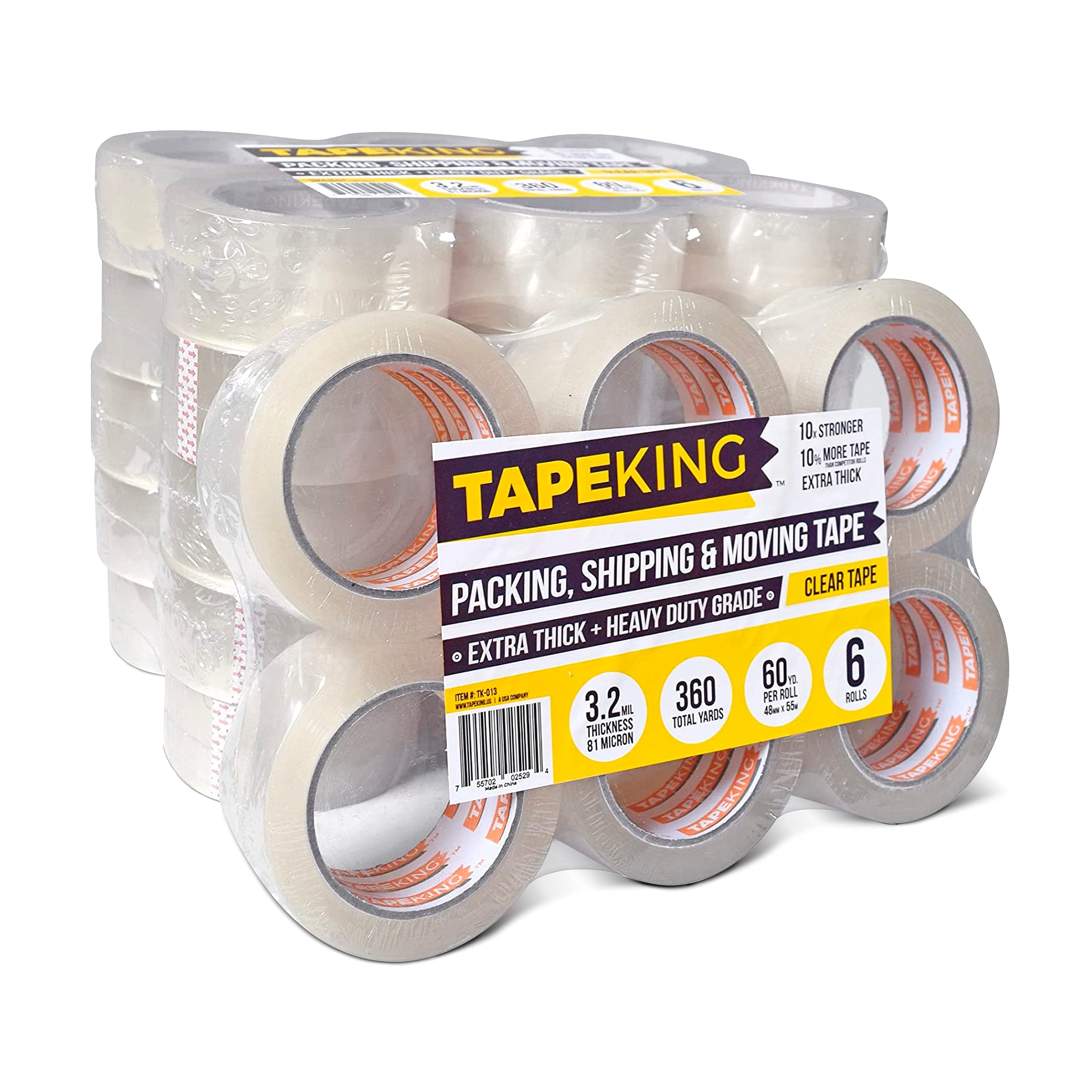 Tape King – Confezione Da 6 Nastri Adesivi Trasparenti Extra Forti 3,2 Mil – 60 Metri Per Rotolo, Per Imballaggio E Spedizioni