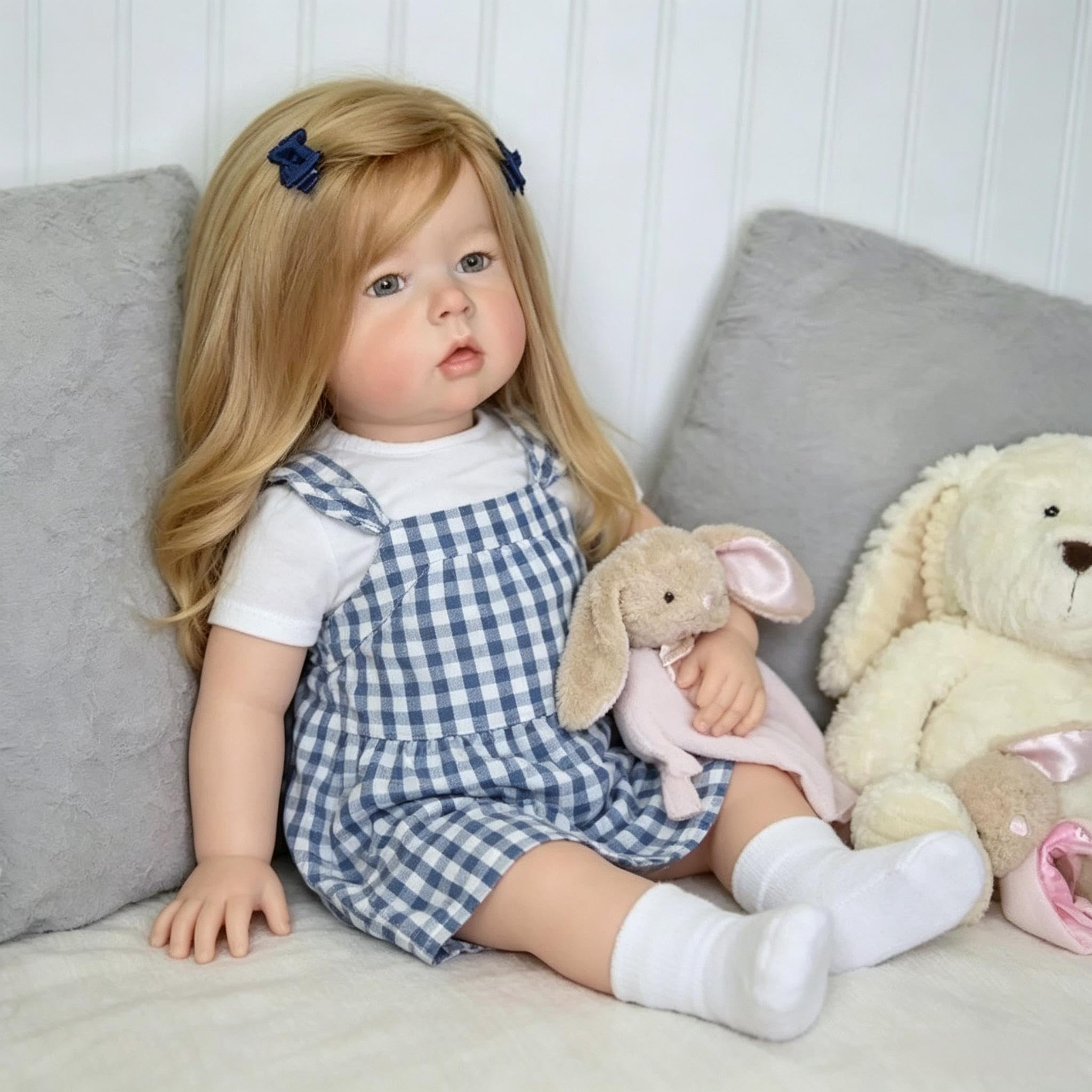 RXDOLL 71 cm Reborn lalki dla maluchów, miękkie, winylowe kończyny, tkanina, ciało, realistyczne lalki dla dziewczynek z ukorzenionymi włosami, realistyczna lalka noworodka, prawdziwy rozmiar, Reborn